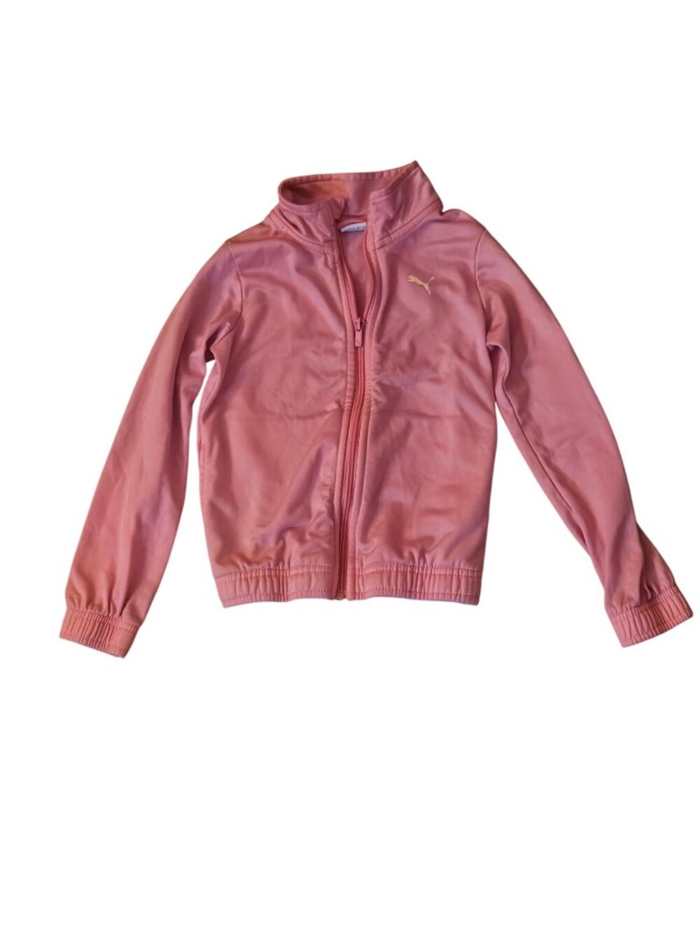 Puma Kids Pink Full-Zip Track Jacket With Logo Long Sleeves And Elastic Cuffs Si